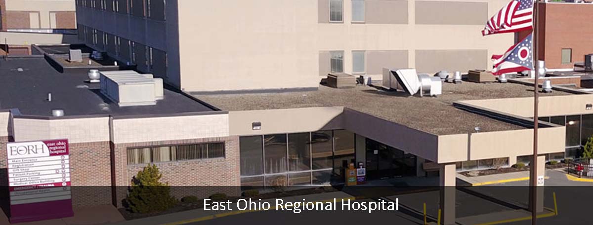 Photo of East Ohio Regional Hospital.  Text on photo says East Ohio Regional Hospital.