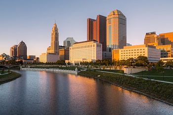 EB-5 Regional Center in Ohio. Photo of downtown Ohio along the Olentangy River.